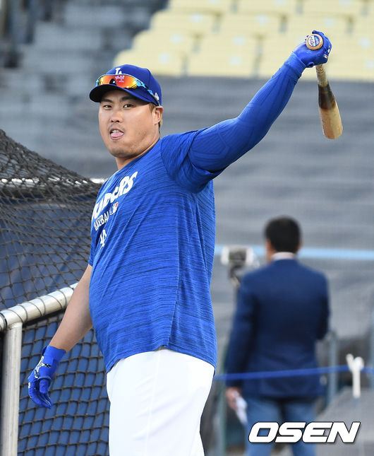 류현진이 타격훈련을 하고 있다. / soul1014@osen.co.kr