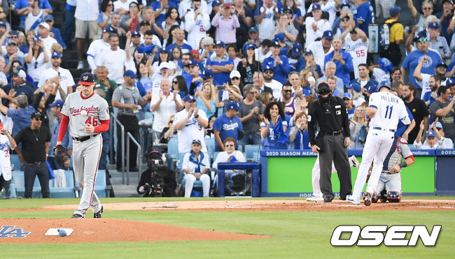 1회말 워싱턴 코빈이 밀어내기 볼넷으로 선취점을 허용하고 있다./ soul1014@osen.co.kr