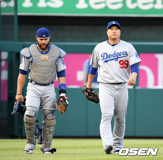 러셀 마틴과 류현진 /jpnews@osen.co.kr