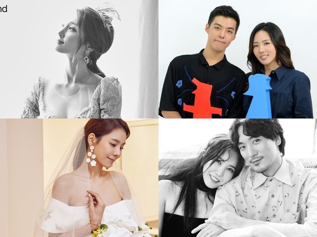 티아라 출신 한아름, 강남-이상화, 김민준-권다미, 황지현(왼쪽 위부터 시계방향). 해피메리드컴퍼니, SBS, 데이즈드 제공