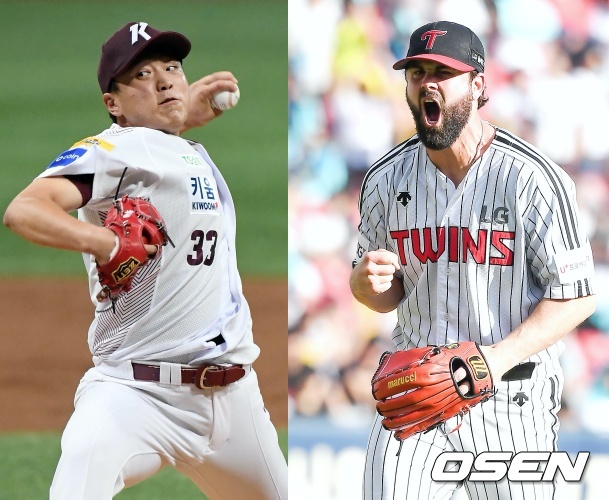 키움 히어로즈 이승호(왼쪽), LG 트윈스 켈리. /rumi@osen.co.kr, youngrae@osen.co.kr