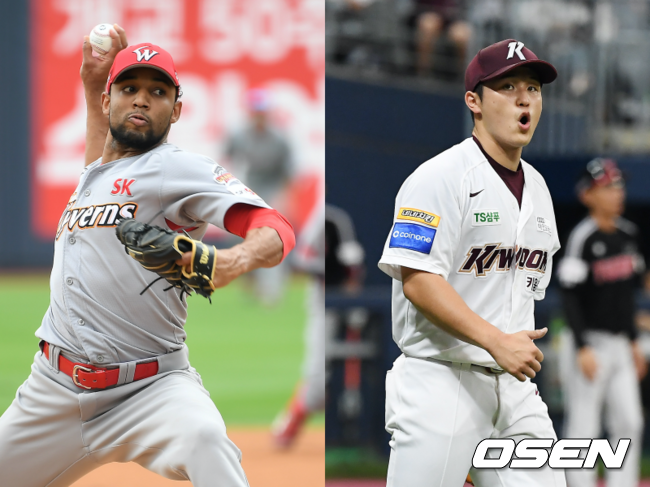 SK 와이번스 산체스(왼쪽), 키움 히어로즈 최원태. / youngrae@osen.co.kr