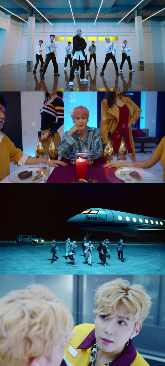[사진=LabelSJ 제공] 슈퍼주니어 신곡 'SUPER Clap' 뮤직비디오 화면.