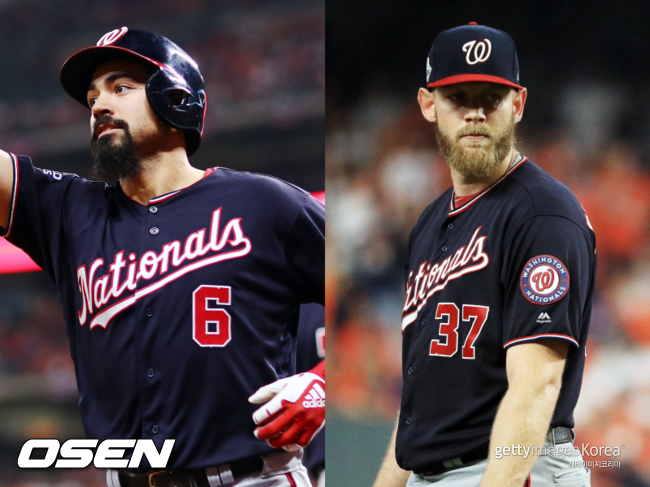 [사진] 워싱턴 내셔널스 앤서니 랜던(왼쪽), 스티븐 스트라스버그. ⓒGettyimages(무단전재 및 재배포 금지)