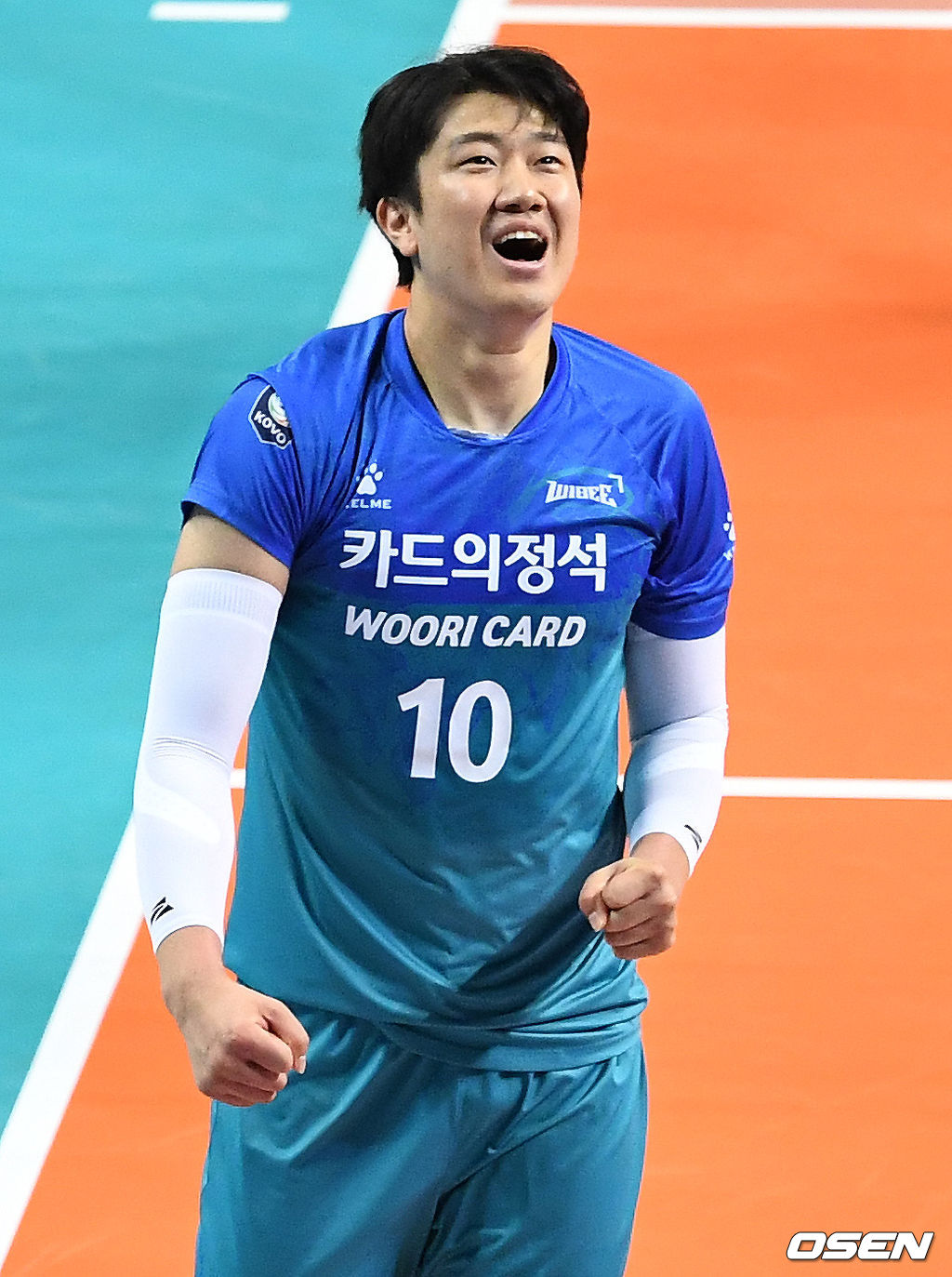 1세트, 우리카드 나경복이 득점을 올린 뒤 기뻐하고 있다. /dreamer@osen.co.kr