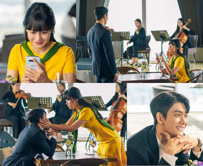 [사진=에이스토리 제공] '하자있는 인간들' 첫 방송에 특별출연하는 강태오와 오연서 스틸 컷.