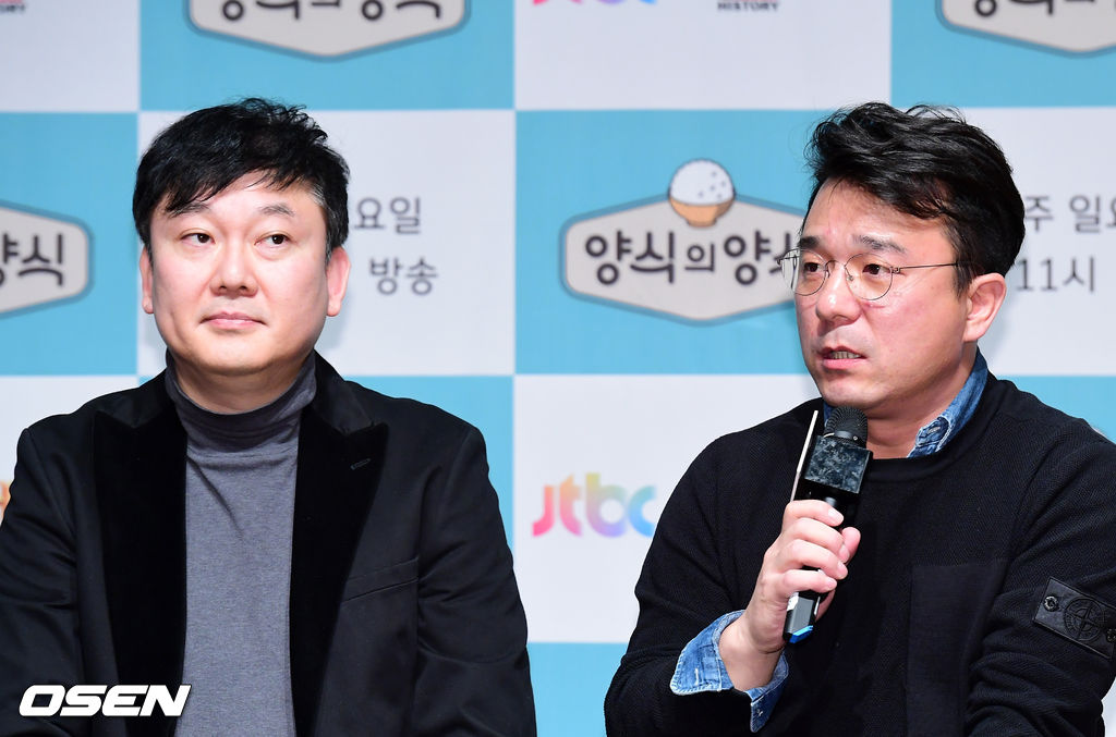 JTBC 송원섭 책임프로듀서, 히스토리 채널 박승호 본부장이 간담회를 하고 있다. /jpnews@osen.co.kr