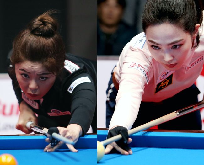 [사진]김가영(왼쪽)과 차유람 /PBA 제공