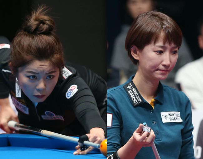 [사진]김가영(왼쪽)과 류지원 /PBA 제공