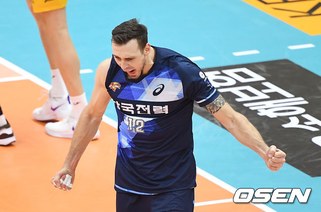 2세트 한국전력 가빈이 득점을 올린 뒤 기뻐고 있다. /youngrae@osen.co.kr 