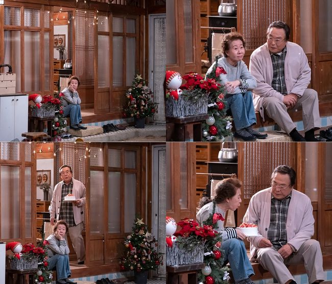 [사진=MBC 제공] '두 번은 없다'에 출연하는 배우 윤여정과 주현의 낭만적인 크리스마스 투샷이 포착됐다.