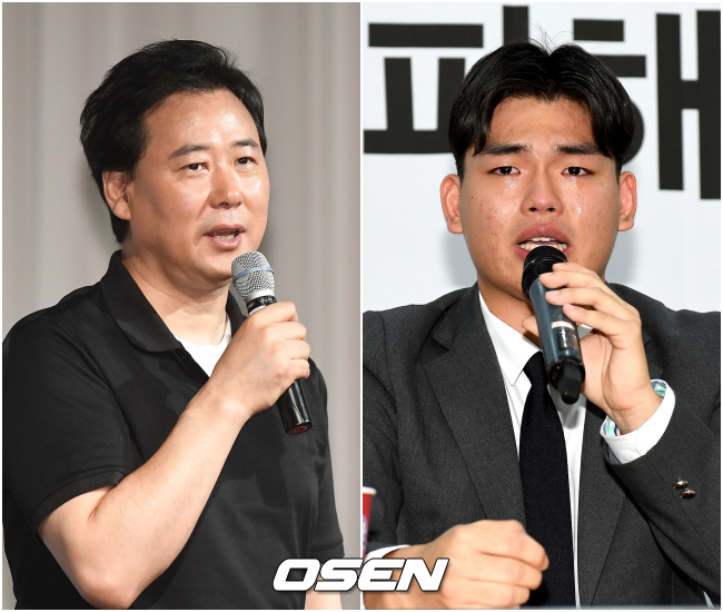 미디어라인 김창환 회장(왼쪽)과 더 이스트라이트 전 멤버 이석철(오른쪽). OSEN DB.
