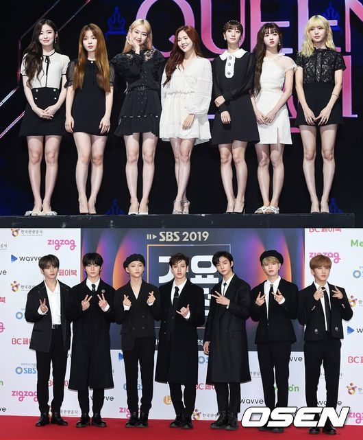 오마이걸(위)과 스트레이키즈가 '주간아이돌'에 출연한다. OSEN DB