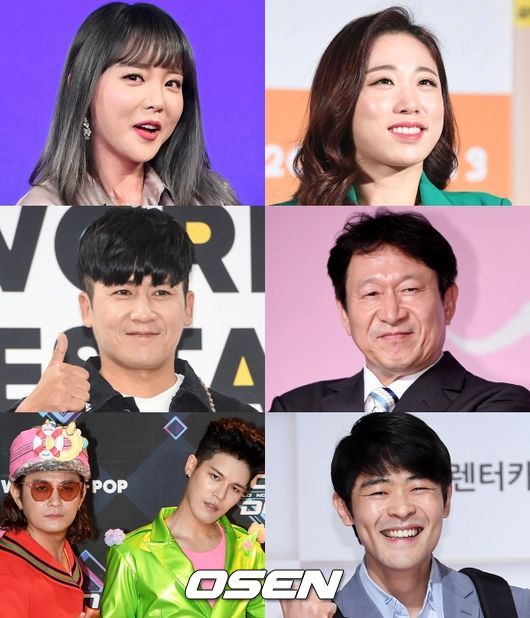 [사진=OSEN DB] 가수 홍진영, 홍경민, 노라조(왼쪽)와 배우 이미도, 김응수, 교육인 강성태(오른쪽)가 KBS 파일럿 예능 '엑시트'에 출연한다. 