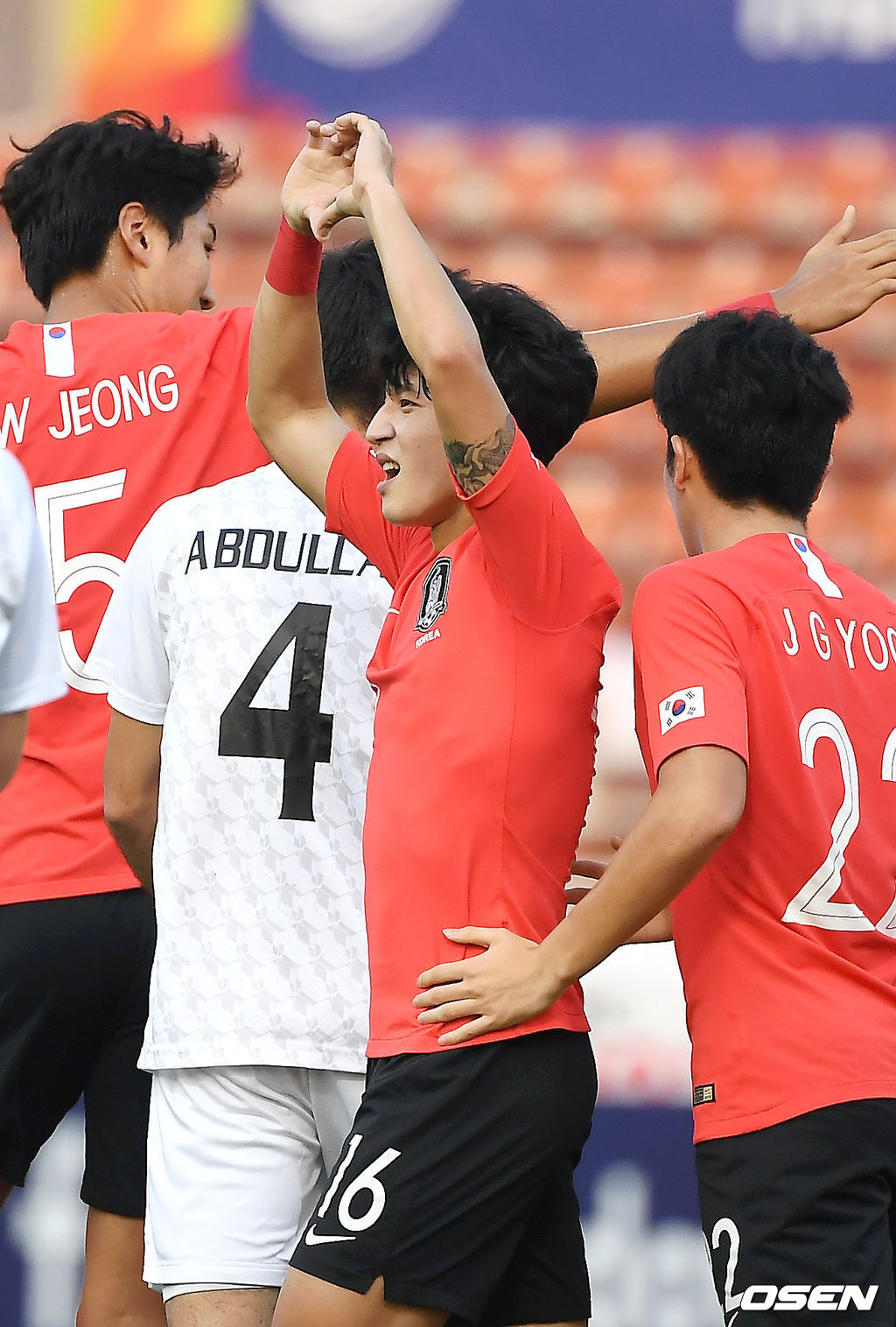 전반 한국 정승원이 선제골을 넣은 뒤 세레머니를 하고 있다. /youngrae@osen.co.kr