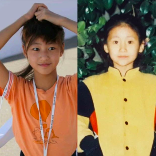 [사진=박연수 SNS] 박연수가 딸 송지아(왼쪽)와 자신의 어린 시절(오른쪽) 사진을 비교했다.