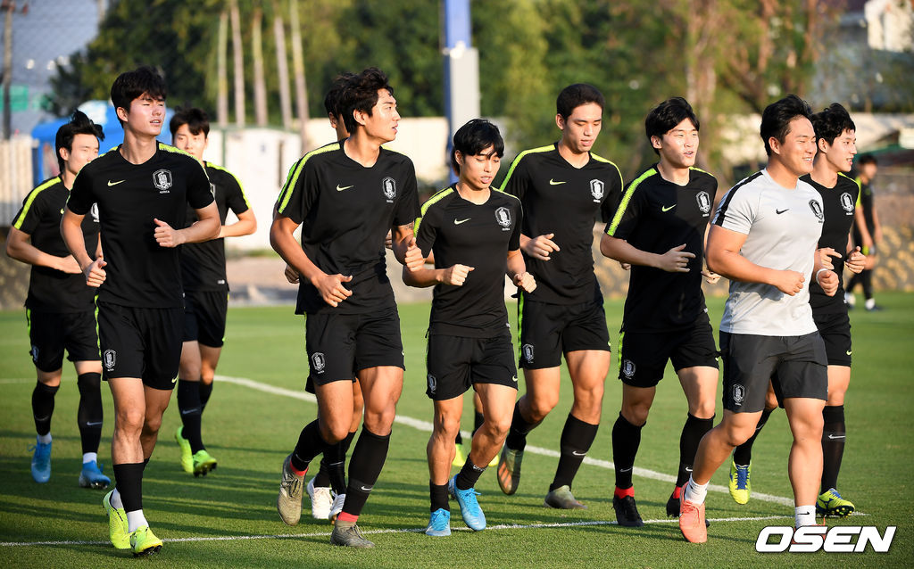축구 대표팀이 러닝을 하고 있다. /youngrae@osen.co.kr 