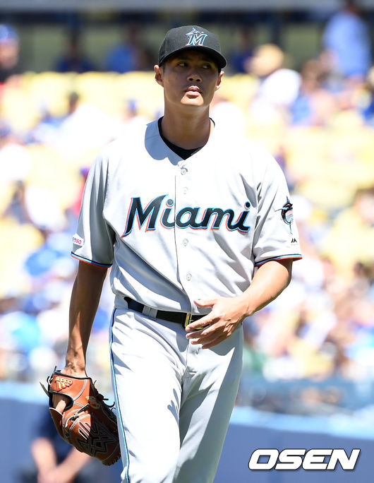 5회말 마이애미 천웨인이 마운드에 오르고 있다. /jpnews@osen.co.kr