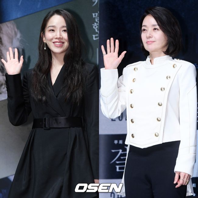 6일 오전 서울 강남구 신사동 CGV 압구정에서 영화 ‘결백’ 제작보고회가 열렸다.  제작보고회에서 신혜선과 배종옥이 미소짓고 있다./ rumi@osen.co.kr