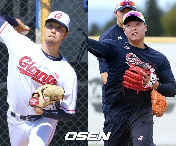[사진] 윤성빈-한동희 / 롯데 자이언츠 제공, OSEN DB