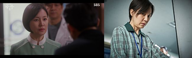 [사진=SBS 제공, 영화 스틸컷] 배우 진경이 '낭만닥터 김사부 2(왼쪽)'와 영화 '지푸라기라도 잡고 싶은 짐승들'에서 맹활약 중이다.