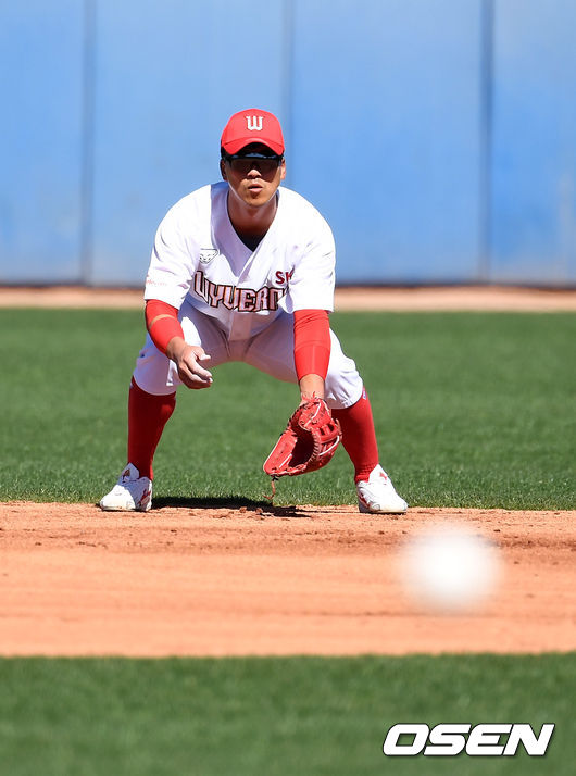 SK 정현이 수비 자세를 취하고 있다. /jpnews@osen.co.kr