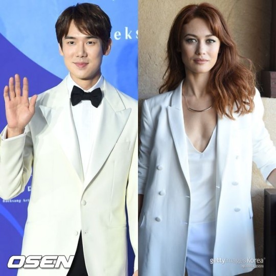 왼쪽부터 배우 유연석, 올가 쿠릴렌코