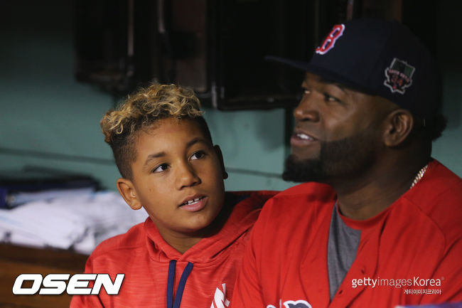 [사진] 데이빗 오티스와 아들 디안젤로 오티스. ⓒGettyimages(무단전재 및 재배포 금지)