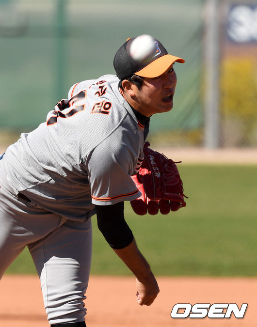 한화 박상원이 자체 청백전에서 역투하고 있다. /jpnews@osen.co.kr