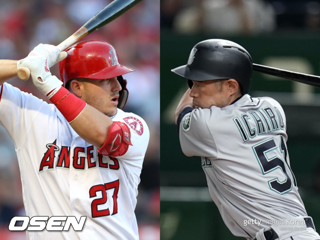 [사진] 마이크 트라웃(왼쪽), 이치로 스즈키. ⓒGettyimages(무단전재 및 재배포 금지)