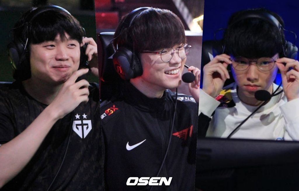 왼쪽부터 '비디디' 곽보성, '페이커' 이상혁, '쵸비' 정지훈.