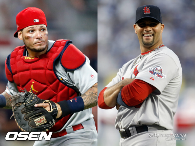 [사진] 야디에르 몰리나(왼쪽), 알버트 푸홀스. ⓒGettyimages(무단전재 및 재배포 금지)