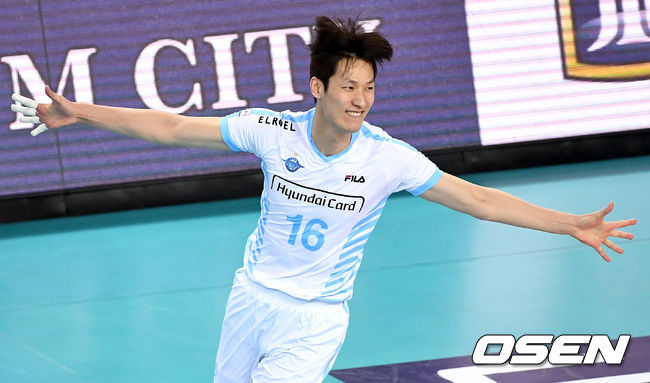 1세트, 대한항공 진상헌이 득점에 기뻐하고 있다. /dreamer@osen.co.kr