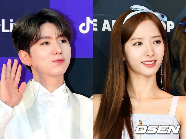 몬스타엑스 기현(왼쪽)과 우주소녀 보나의 5년 열애설은 사실무근이었다. OSEN DB