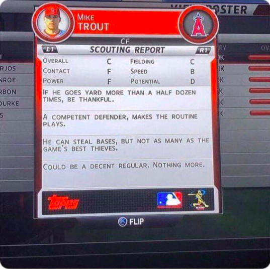 [사진] MLB 더 쇼 2011의 트라웃 스카우팅 리포트