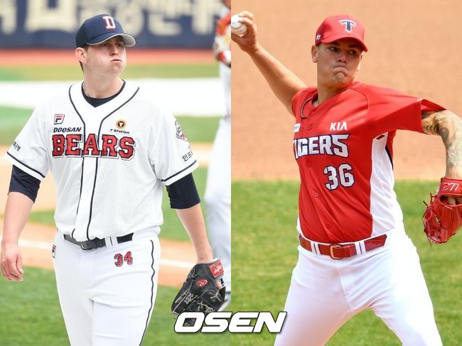 [사진] 두산 베어스 플렉센(왼쪽), KIA 브룩스 / OSEN DB