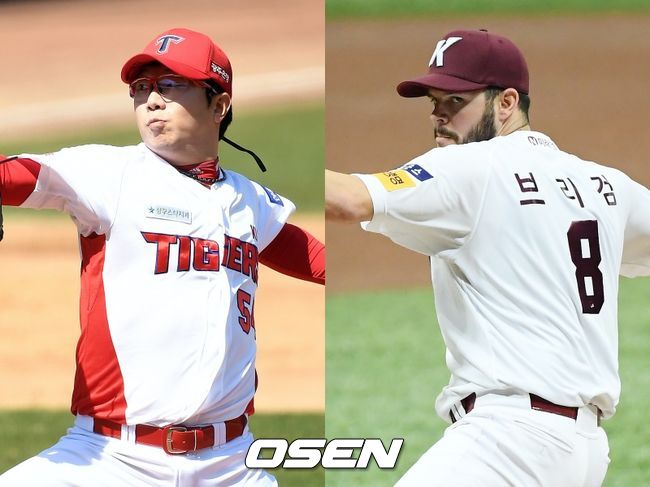 [사진] KIA 양혀종(왼쪽), 키움 브리검 / OSEN DB 