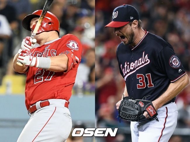 [사진] LA 에인절스 마이크 트라웃(왼쪽), 워싱턴 내셔널스 맥스 슈어저. / OSEN DB