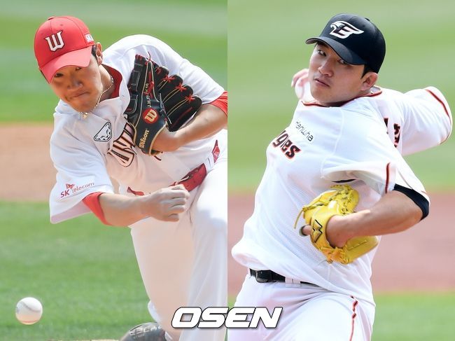 [사진] SK 박종훈(왼쪽), 한화 장시환 / OSEN DB