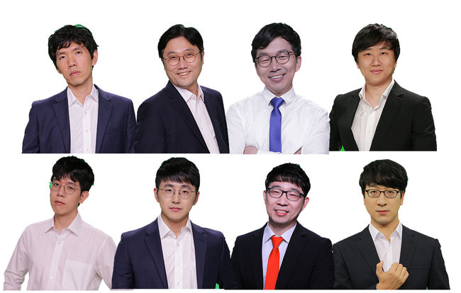 [사진]3040바둑챔피언십 출전이 예상되는 주요 기사들. 왼쪽부터 시계방향으로 이창호ㆍ최명훈ㆍ목진석ㆍ최철한ㆍ박영훈ㆍ원성진ㆍ김지석ㆍ강동윤 9단 /한국기원 제공