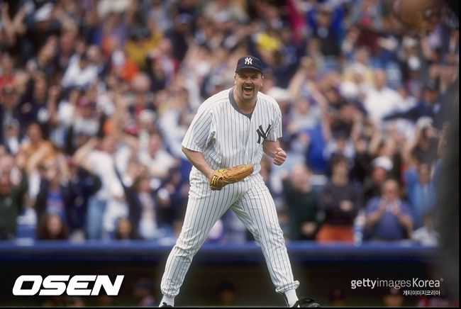 [사진] 1998년 5월18일(한국시간) 퍼펙트 게임 달성 후 기뻐하는 데이비드 웰스 /ⓒGettyimages(무단전재 및 재배포 금지)