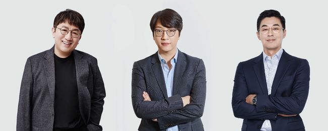 빅히트 엔터테인먼트_최고경영진 개편_방시혁 의장 윤석준 Global CEO 박지원 HQ CEO(좌측부터)