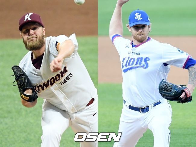 [사진] 키움 히어로즈 요키시(왼쪽), 삼성 라이온즈 라이블리 / OSEN DB