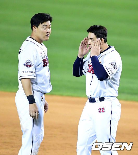 두산 오재일, 김재환./jpnews@osen.co.kr