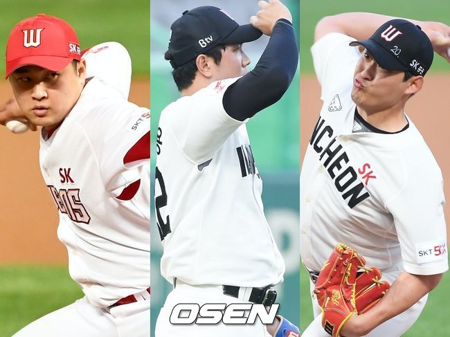 [사진] SK 박민호(좌측부터), 서진용, 하재훈 / OSEN DB