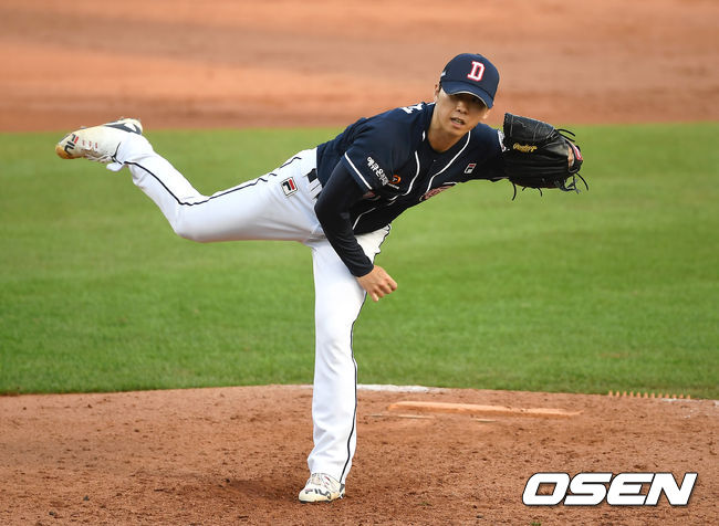 6회말 두산 채지선이 역투하고 있다. /youngrae@osen.co.kr 