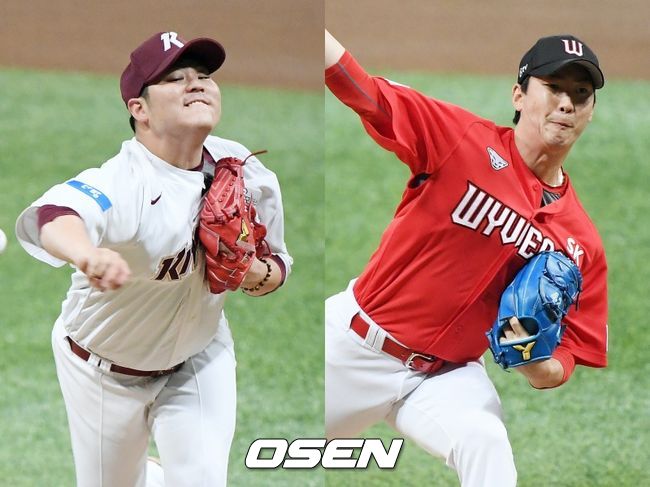 [사진] 키움 히어로즈 한현희(왼쪽), SK 와이번스 문승원 / OSEN DB