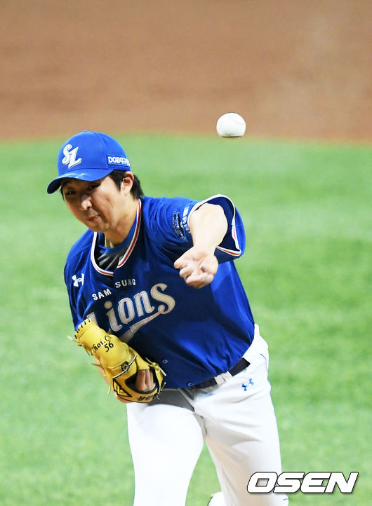 삼성 선발 최채흥이 힘차게 공을 뿌리고 있다./ rumi@osen.co.kr