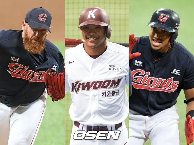 [사진] 롯데 스트레일리(왼쪽부터), 키움 러셀, 롯데 마차도 / OSEN DB