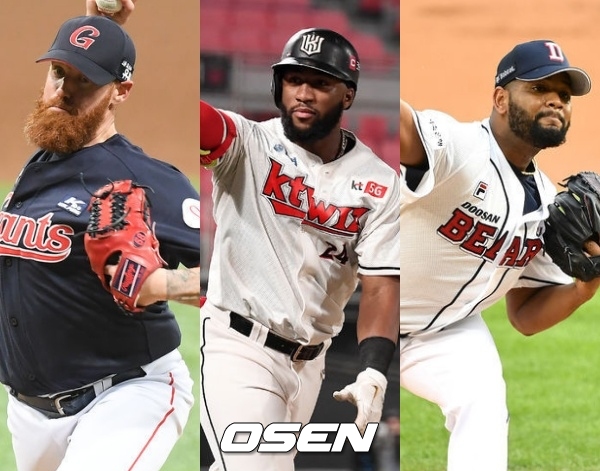 [사진] 롯데 스트레일리(좌)-두산 알칸타라(중)-KT 로하스(우)/ OSEN DB